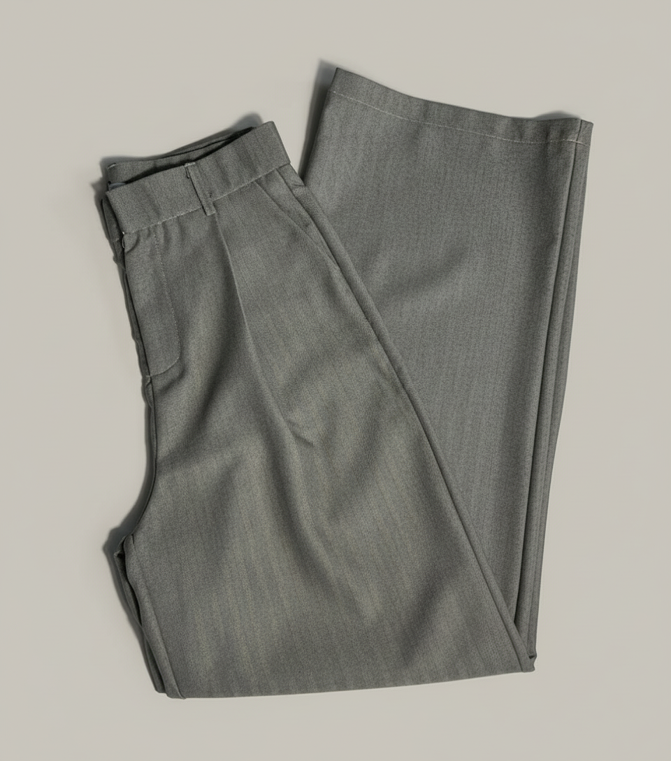 Pantalon Soren – Beige Gris Chevrons Fluide