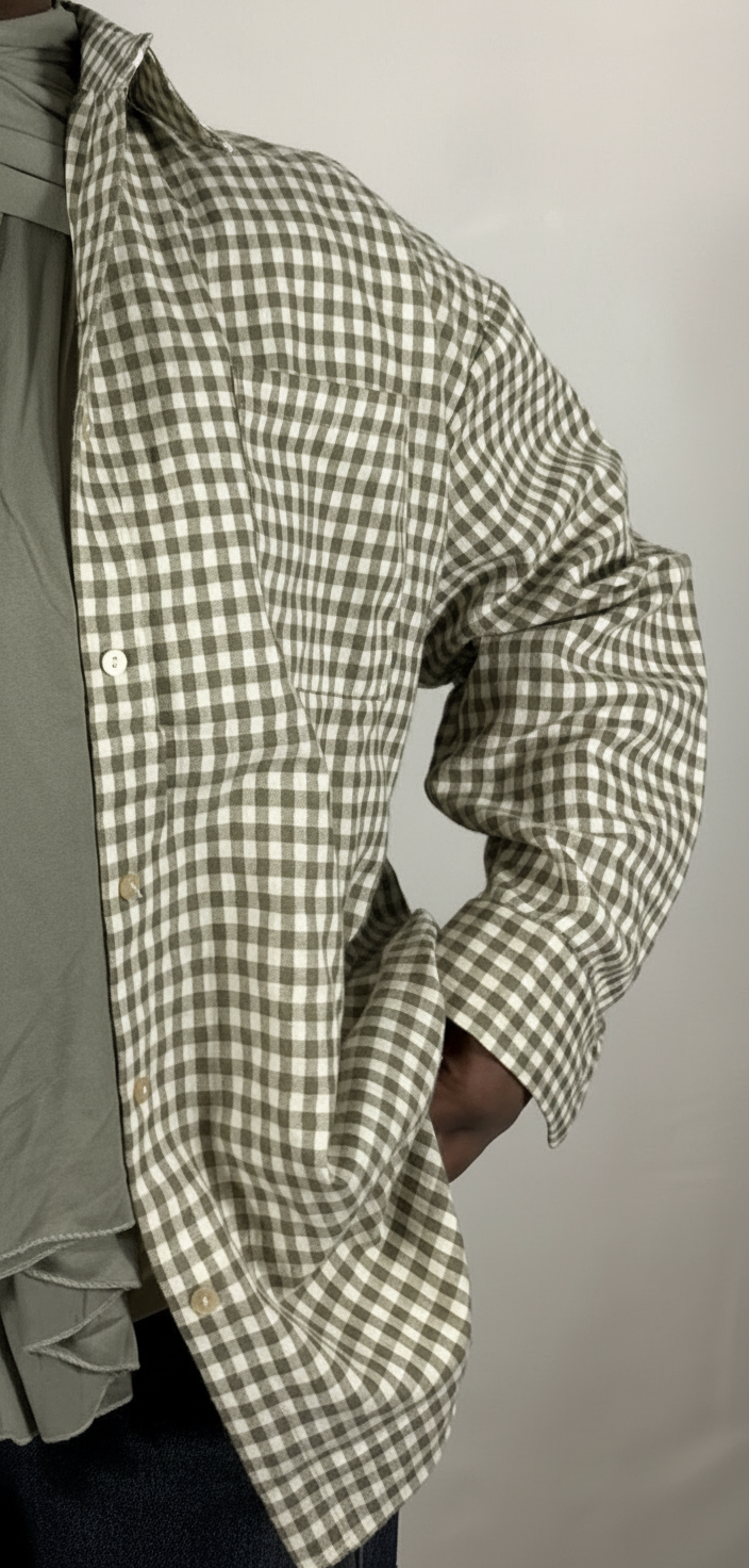 Chemise Olive Vichy – Ligne Pure