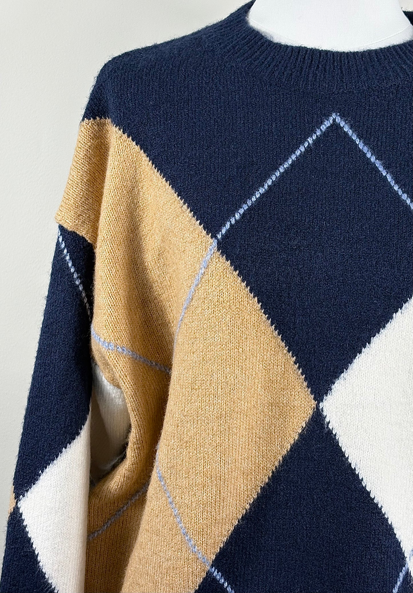 Pull Arlo – Jacquard Argyle Bleu et Moutarde