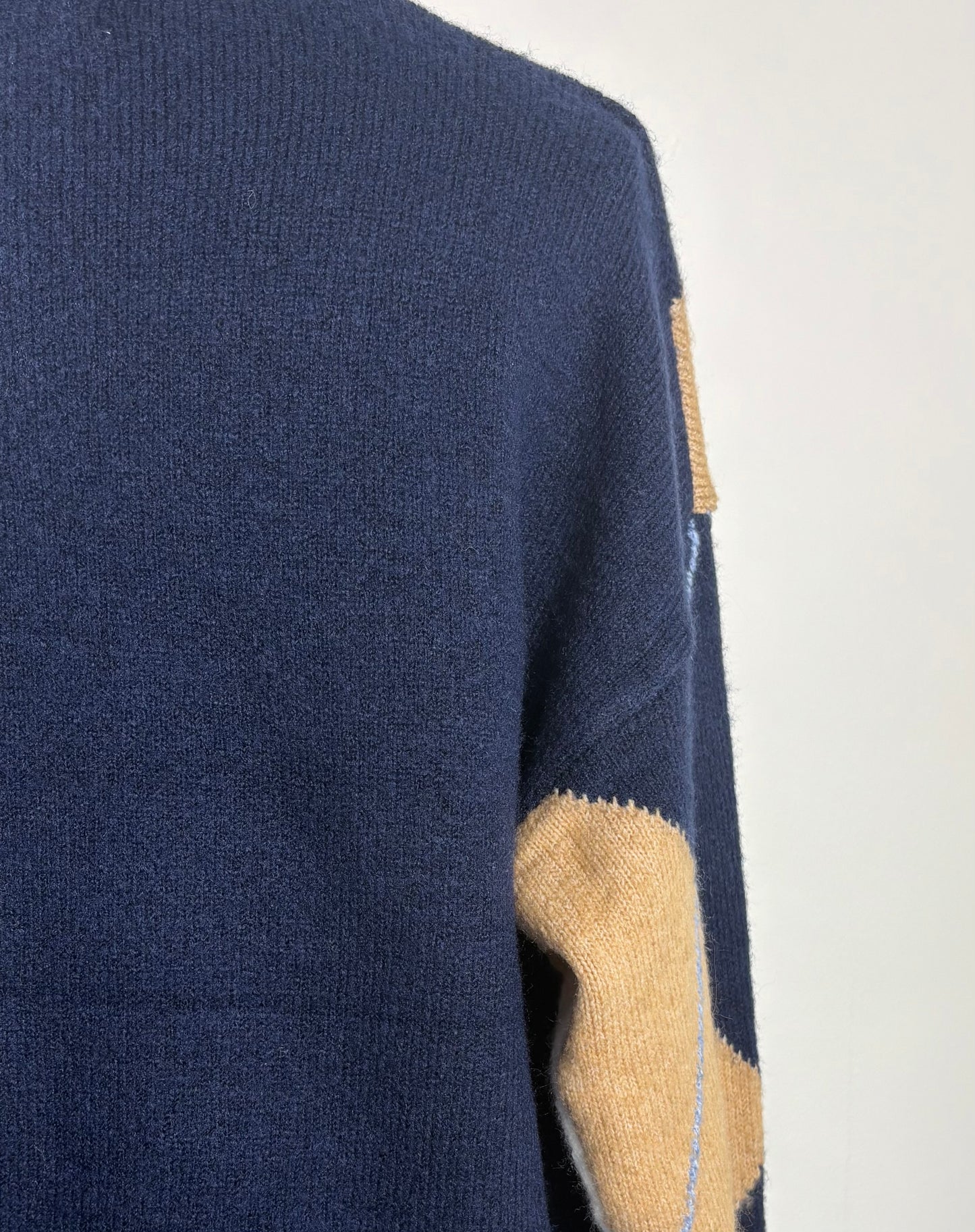 Pull Arlo – Jacquard Argyle Bleu et Moutarde