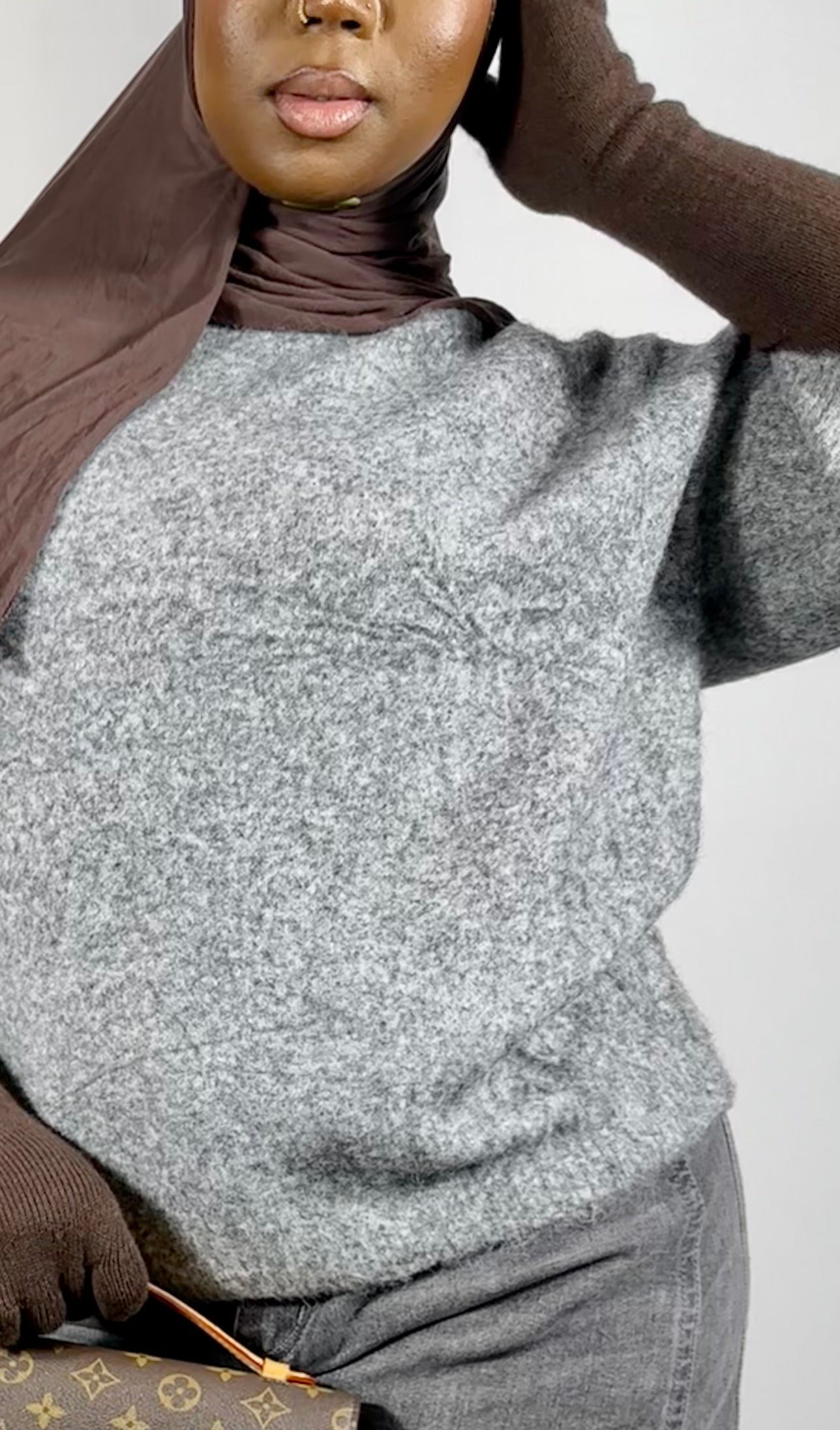 Pull Gris Brume – Maille Duveteuse Premium