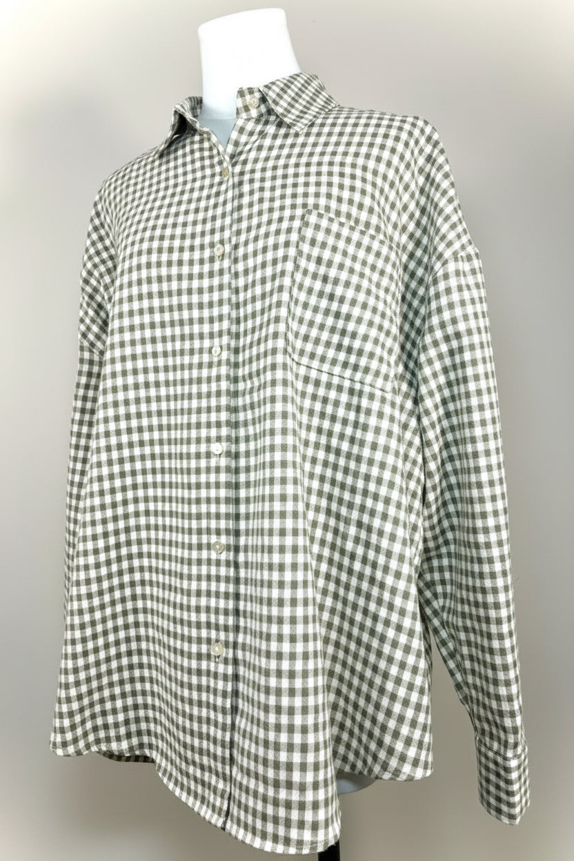 Chemise Olive Vichy – Ligne Pure