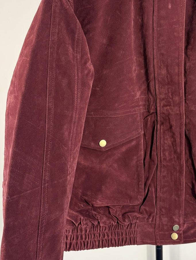 Veste Oversize en Daim Vegan Premium – Bordeaux Profond