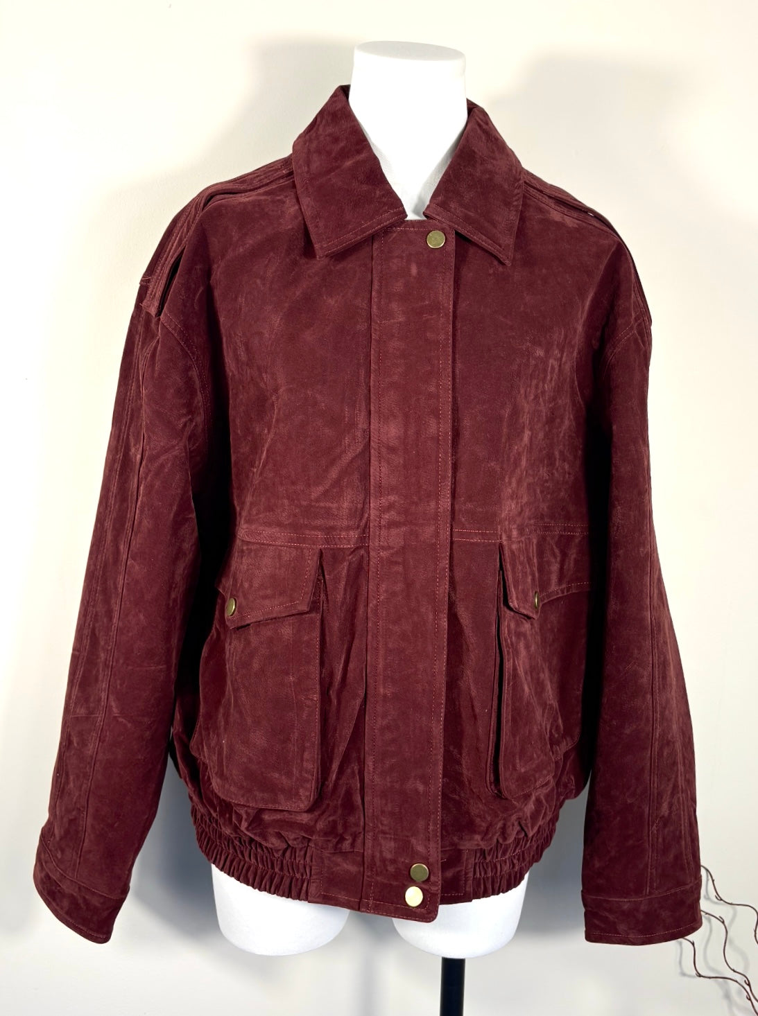 Veste Oversize en Daim Vegan Premium – Bordeaux Profond
