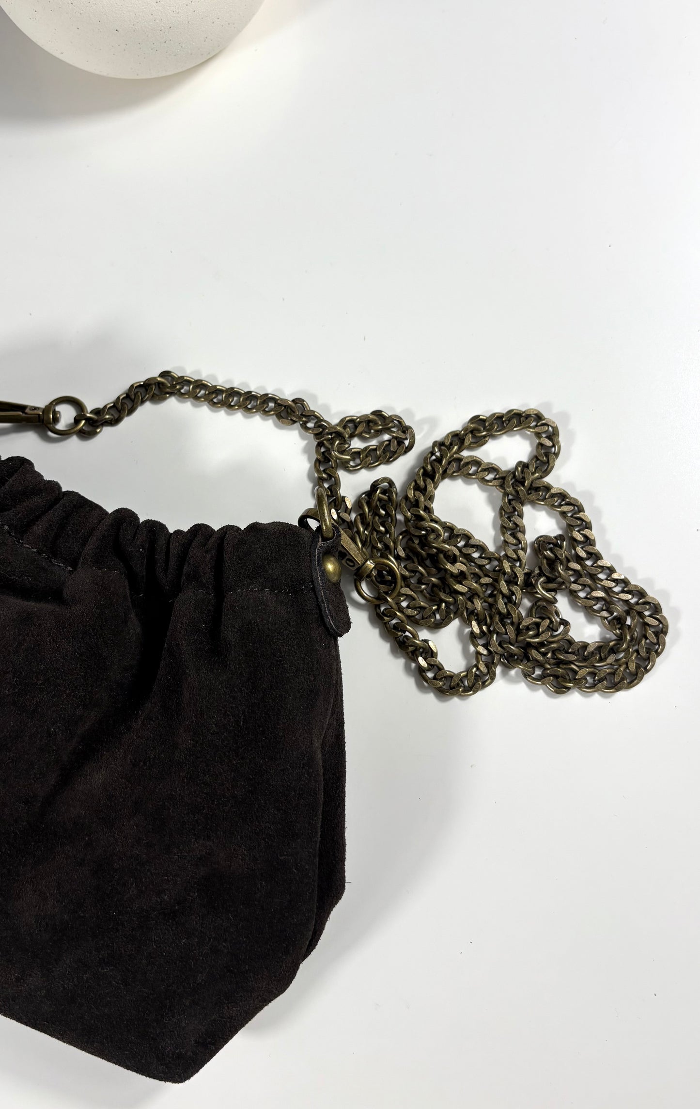 Sac Selya – Daim Véritable Chaîne Or Brossé