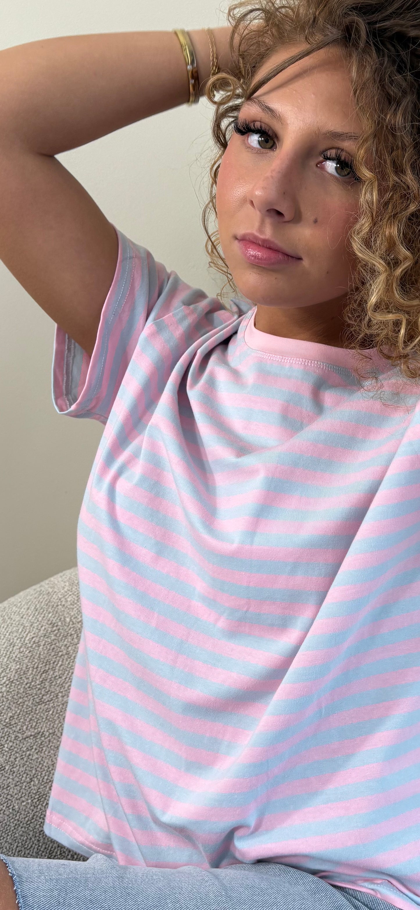 T-shirt Rosa – Rayures Douces