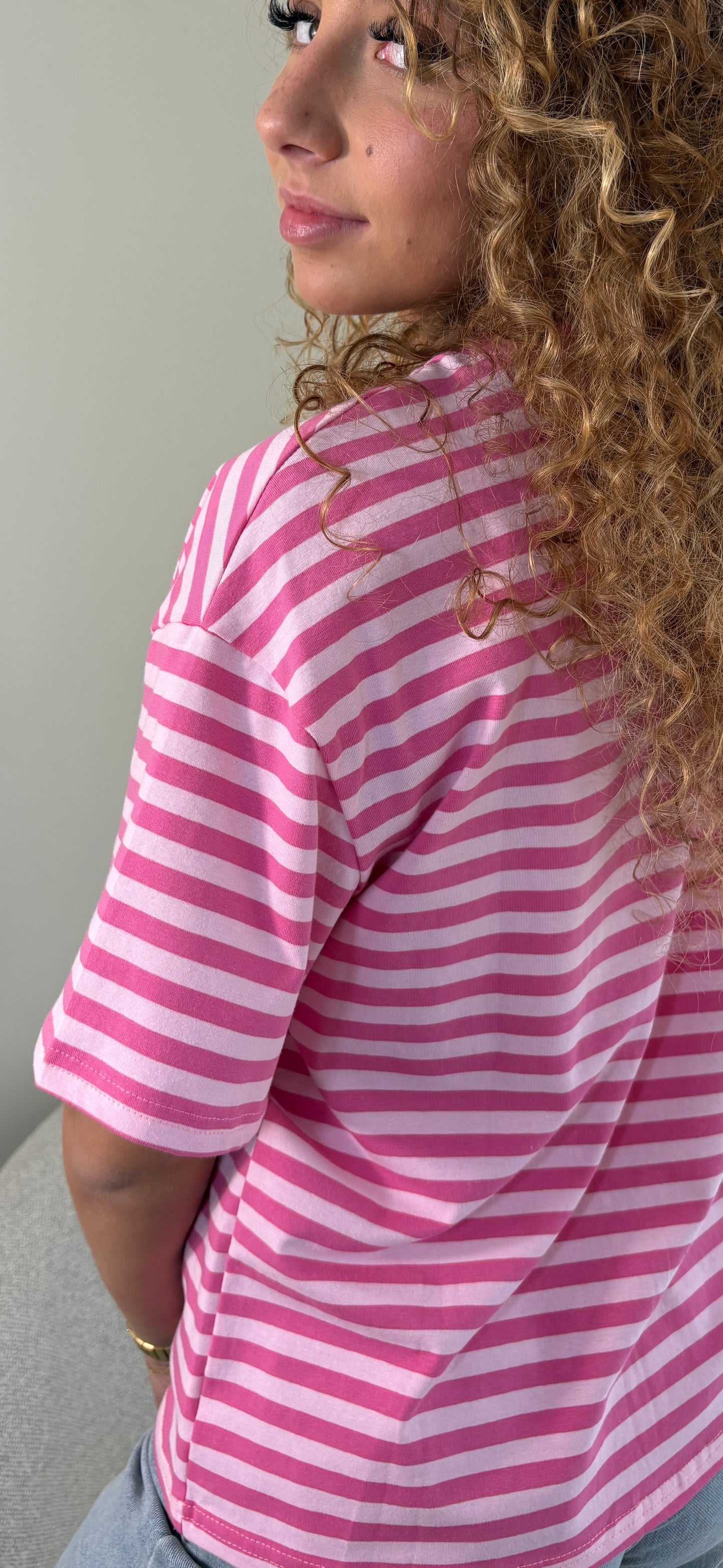 T-shirt Rosa – Rayures Douces