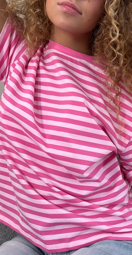 T-shirt Rosa – Rayures Douces