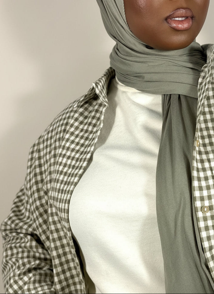 Chemise Olive Vichy – Ligne Pure